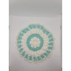 Hand Crocheted Doily Table mat Candle mat Glacier Ice White 8.5" Handmade